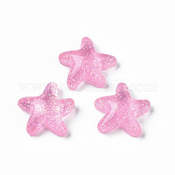 Полупрозрачные акриловые кабошоны, с блеском порошок, морская звезда, розовый жемчуг, 20.5x21x7.5 мм