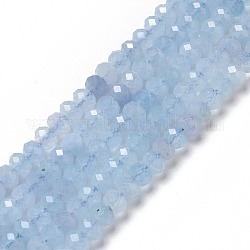 Natural Aquamarine Beads Strands, Rondelle, Faceted, 5~6x3.5~4mm, Hole: 1mm, about 67pcs/strand, 15.75 inch(40m)