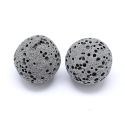 Unwaxed Natural Lava Rock Beads, for Perfume Essential Oil Beads, Aromatherapy Beads, Dyed, Round, No Hole/Undrilled, Black, 10mm