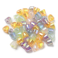 Placage uv perles acryliques lumineuses, iridescent, cloche, couleur mixte, 10x10.5mm, Trou: 2mm