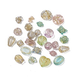 Perles en acrylique transparente, métal doré enlaça, formes mixtes, couleur mixte, 9.5~18x8.5~18x4.5~9.5mm, Trou: 1.5~2.2mm