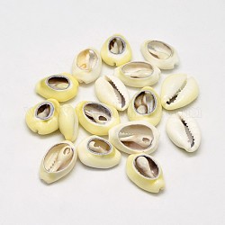Natural Yellow Shell Oval Beads, No Hole, Champagne Yellow, 17~20x12~14mm