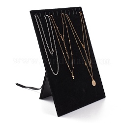 Affichage de bijoux collier planches de bois, de velours, rectangle, noir, 250x200x4mm