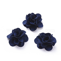 Poliestere tessuto accessori costume fatti a mano, fiore, blu di Prussia, 32.5x15mm