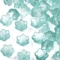 Perles de verre peintes par pulvérisation transparent, fleur, aigue-marine moyenne, 7x11.5x11.5mm, Trou: 1.2mm