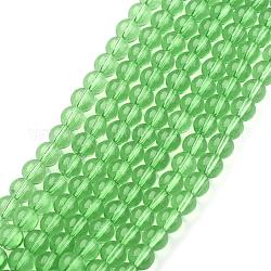 Chapelets de perles rondes en verre, vert clair, 6mm, Trou: 1mm, Environ 50 pcs/chapelet, 11 pouce