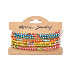 7pcs ensemble de bracelets extensibles en perles de verre de 7 couleurs, bracelets empilables pour femmes, couleur mixte, diamètre intérieur: 2-1/4 pouce (5.8 cm), 1 pc / couleur