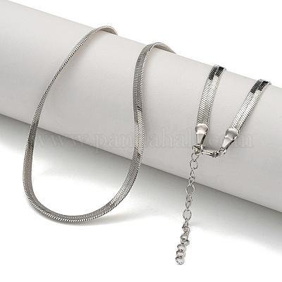 Collares de cadena de serpiente plana de latón para mujer al por