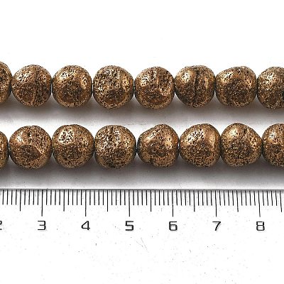 Galvanisierte natürliche Lavasteinperlenstränge&nbsp;G-A251-D01-01G-1