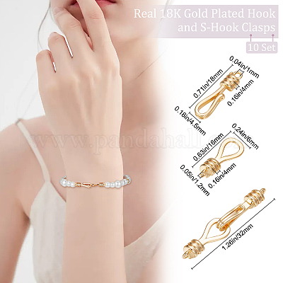 Real Pure 18K Yellow Gold Clasp Hooks Bracelet Necklace Connector