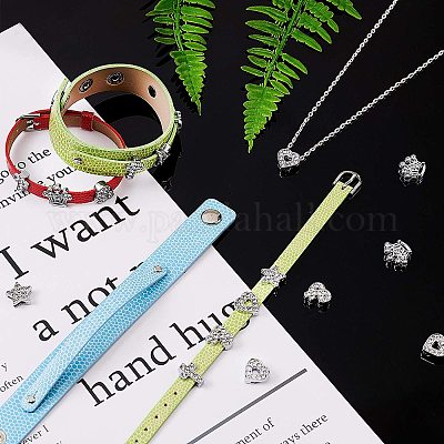NBEADS 37 Pcs DIY Bracelets Making Kits, Includes 12 Pcs PU Leather Watch  Band Strap and 25 Pcs Alloy Rhinestone Slide Charms for Bracelets Making