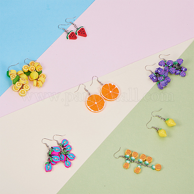 Wholesale SUNNYCLUE 1 Box DIY Make 7 Pairs Polymer Clay Cluster Fruit  Dangle Earring Making Kits - Polymer Clay Fruit Beads 