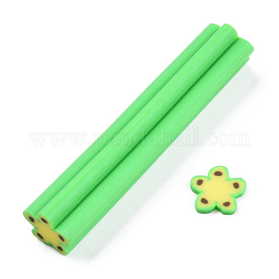 Handmade Polymer Clay Nail Art Decoration, Fashion Nail Care, No Hole  Tubes, Flower, Light Green, 48.5~50x9~10x9~10mm