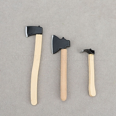 3 Stück Holzaxt-Miniaturornamente&nbsp;PW-WGC4F0E-01-1