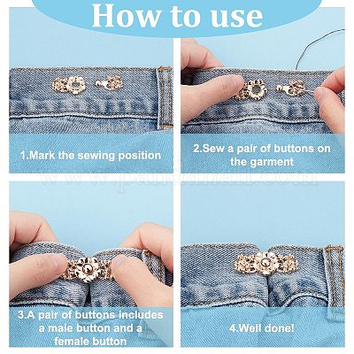 8 Sets Pant Waist Tightener, Adjustable Waist Buckle Set Jean Buttons for  Loose Jeans Pants Clips