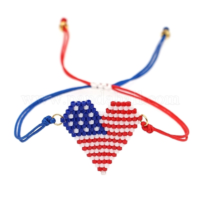 Assorted American Flag Friendship Beads Bracelet Jewelry