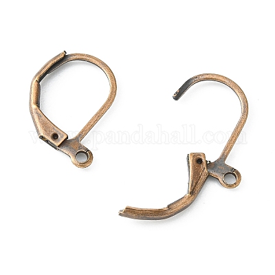 Red Copper Brass Leverback Earring Findings, with Loop, Lead Free and  Cadmium Free, Size: about 10mm wide, 15mm long, hole: 1mm