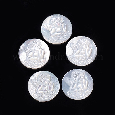 Natürliche weiße Muschel cabochons&nbsp;SSHEL-D083-07-1