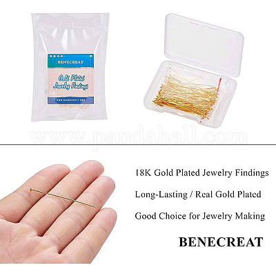 Benecreat 100 pz 18k perni con testa a sfera placcati oro reale