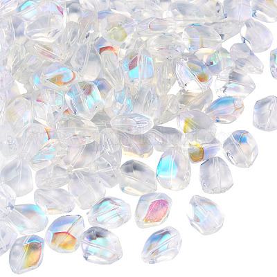 100 Stück galvanisierte transparente Glasperlen&nbsp;GLAA-TA0003-90A-1