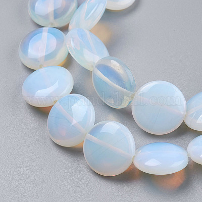 Flache runde Opalite Perlen Stränge&nbsp;G-S110-25-1