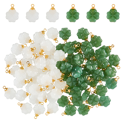 40pcs Leaf Charms DIY Glass Leaf Charms for Earring Necklace