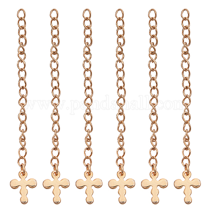 Unicraftale ca. 8pcs 62.5mm hypoallergener Kettenverlängerer mit flachen Kreuzanhängern goldener Halskettenverlängerer Armbandverlängerer für Schmuckkettenherstellung jewelry STAS-UN0006-53G-1