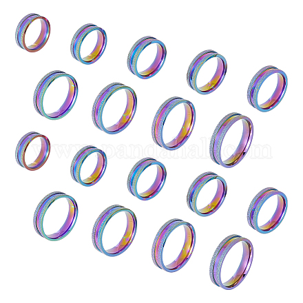 Unicraftale 18 pz 9 anelli scanalati in acciaio inossidabile misura 201 set per uomo donna STAS-UN0045-59B-M-1