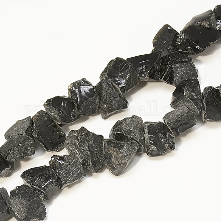 Caoba natural de abalorios de obsidiana hebras G-S305-01-1