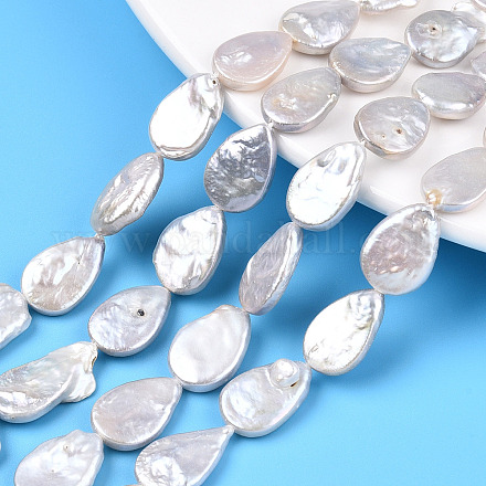 Hebras de cuentas de perlas keshi de perlas nucleadas naturales barrocas PEAR-S020-Z01-2-1