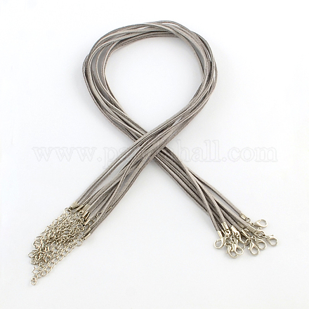 2mm Faux Suede Cord Necklace Making with Iron Chains & Lobster Claw Clasps NCOR-R029-08-1