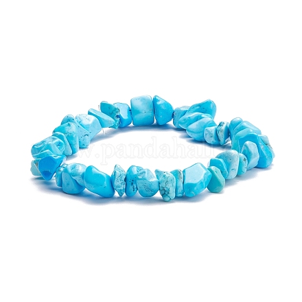 Bracelet extensible en perles de turquoise synthétique pour femme BJEW-AL00003-12-1