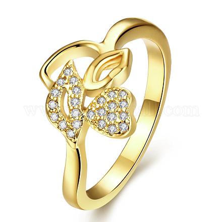 Graceful Brass Cubic Zirconia Flower Finger Rings for Women RJEW-BB04176-7A-1