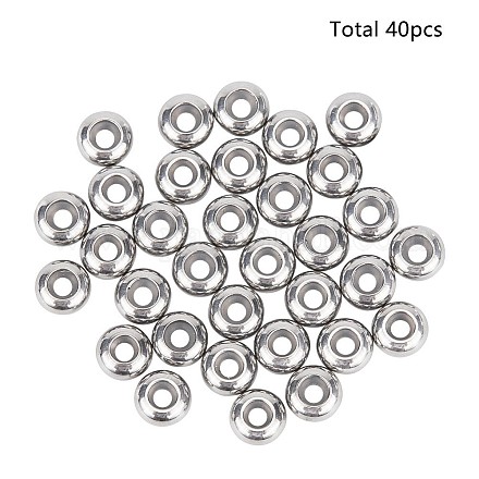 UNICRAFTALE 40pcs 6mm Rondelle Stopper Beads 304 Stainless Steel Slider Beads with Plastic 1mm Small Hole Loose Bead Metal Beads Fidning for DIY Bracelets Jewelry Making STAS-UN0002-39P-1