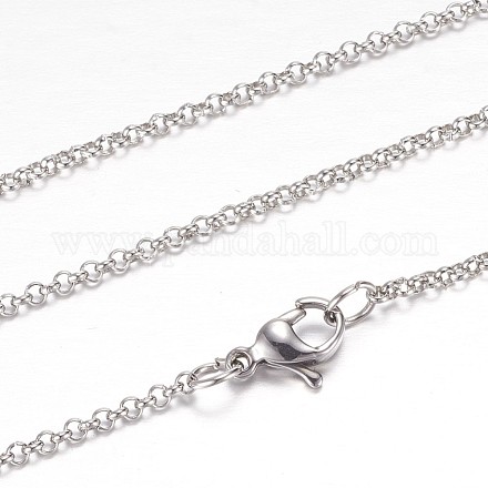 304 Stainless Steel Rolo Chain Necklaces STAS-P101-07P-1