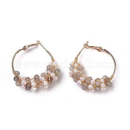 (vente d'usine de fêtes de bijoux) boucles d'oreilles en perles de perles EJEW-L218-11G-1