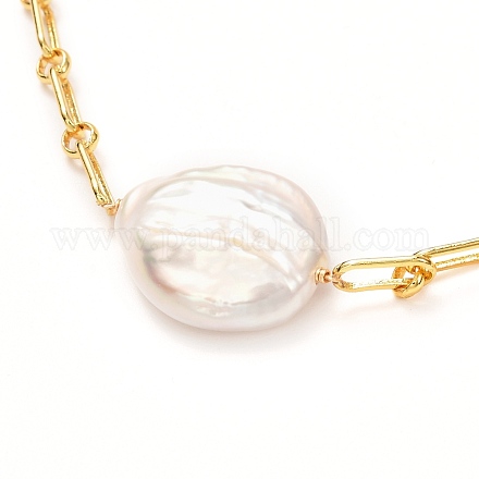 Collana con ciondolo di perle barocche naturali per ragazza donna madre NJEW-JN03668-1