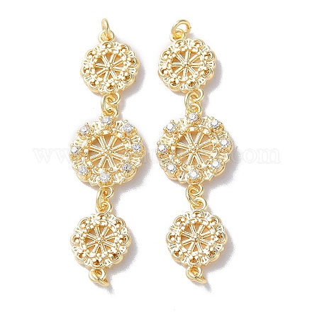 Brass Pave Clear Cubic Zirconia Connector Charms KK-F867-42G-1