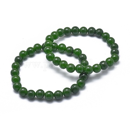 Bracelets stretch de perles de jade taiwan naturelles X-BJEW-K212-B-019-1