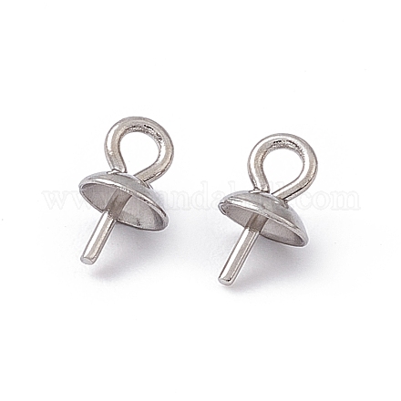 304 Stainless Steel Cup Pearl Peg Bails Pin Pendants STAS-E030-4-1