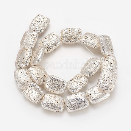 Brins de perles de pierre de lave naturelle galvanisées G-P400-08S-02-1