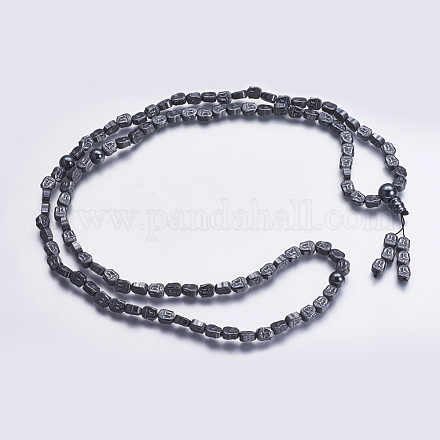 Non-magnetic Synthetic Hematite Mala Beads Necklaces NJEW-K096-07-1