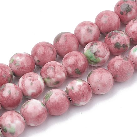 Dyed Natural Ocean White Jade Round Bead Strands G-R295-6mm-12-1