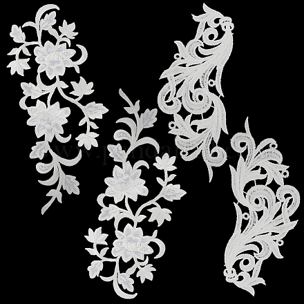 Gorgecraft 8 pz 2 stili ricamo toppe di fiori di pizzo bianco ferro sulle toppe floreali foglie beige vite ricamata cucire su tessuto applique per fai da te cucito artigianato abiti abbigliamento borse abbellimenti PATC-GF0007-20-1
