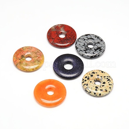 Donut/Pi Disc Natural Gemstone Big Pendants G-L234-50mm-M-1