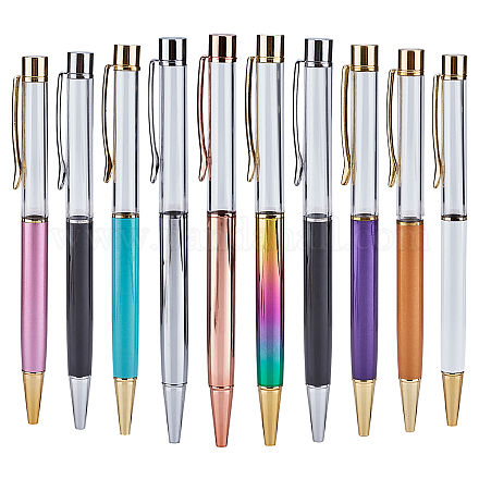 Gorgecraftクリエイティブエンプティチューブブラックインクボールペン  DIYキラキラエポキシ樹脂クリスタルボールペンハーバリウムペン作り用  ミックスカラー  140x10mm  10色  1pc /カラー  10個/セット DIY-GF0002-11A-1