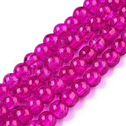 Spray Painted Crackle Glass Beads Strands CCG-Q001-12mm-08-1