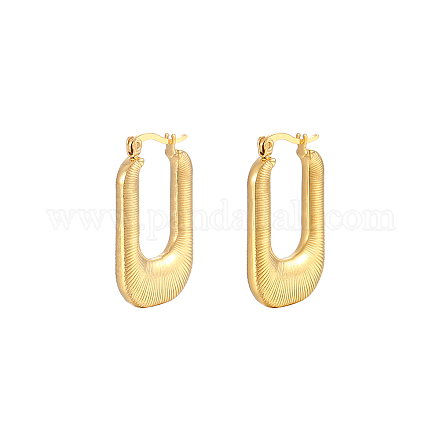 French Retro Stainless Steel Geometric U-Shaped Striped Earrings for Women. HS4549-1-1