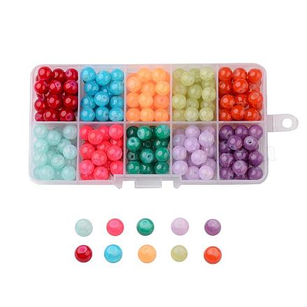 1box 10 colori perle di vetro imitazione giada crackle GLAA-X0011-03-8mm-1
