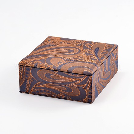 Rectángulo chinoiserie bordado cajas de pulsera de seda SBOX-N003-02-1
